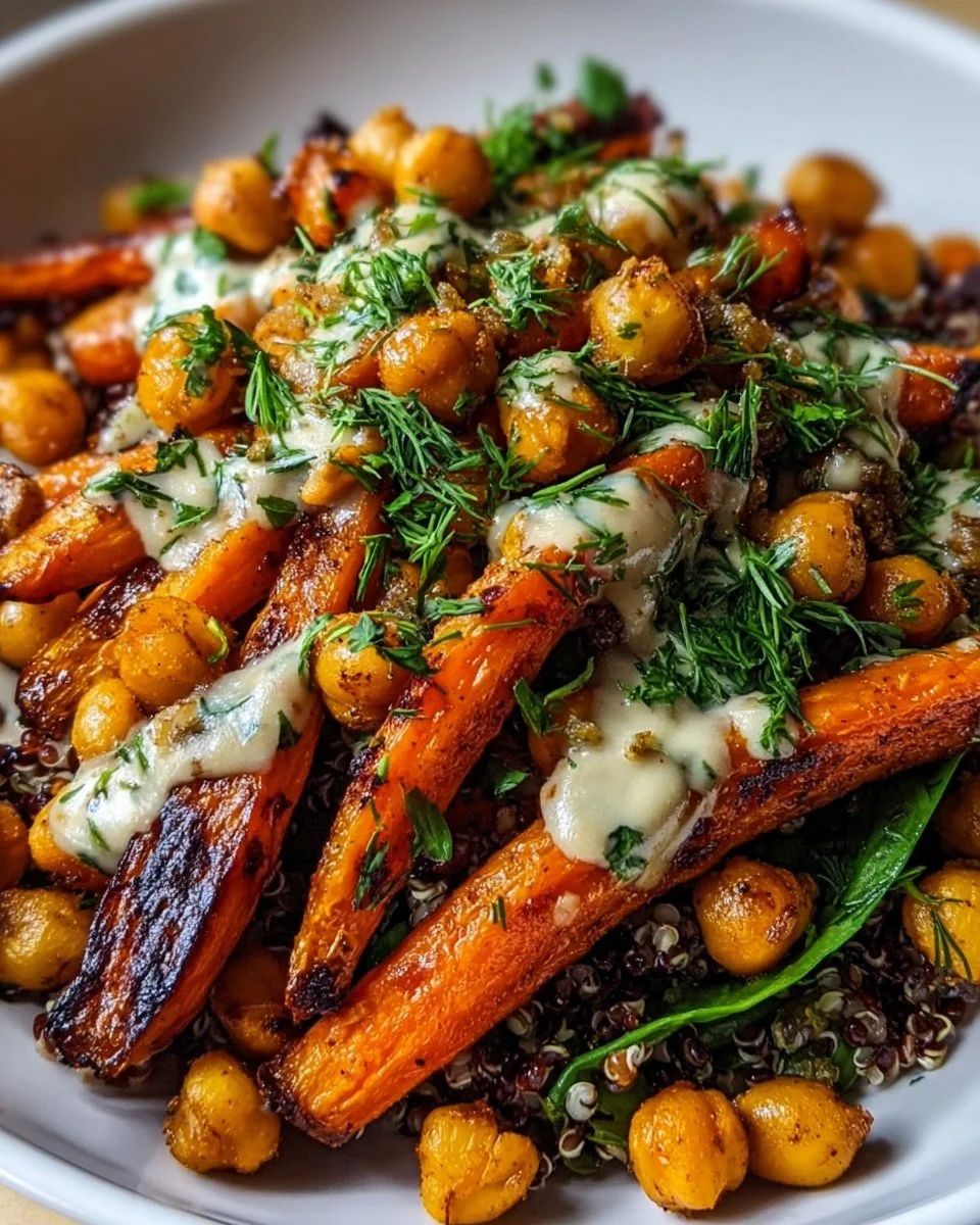 Ein-Pfannen-Röstkarotten-Kichererbsenschüssel