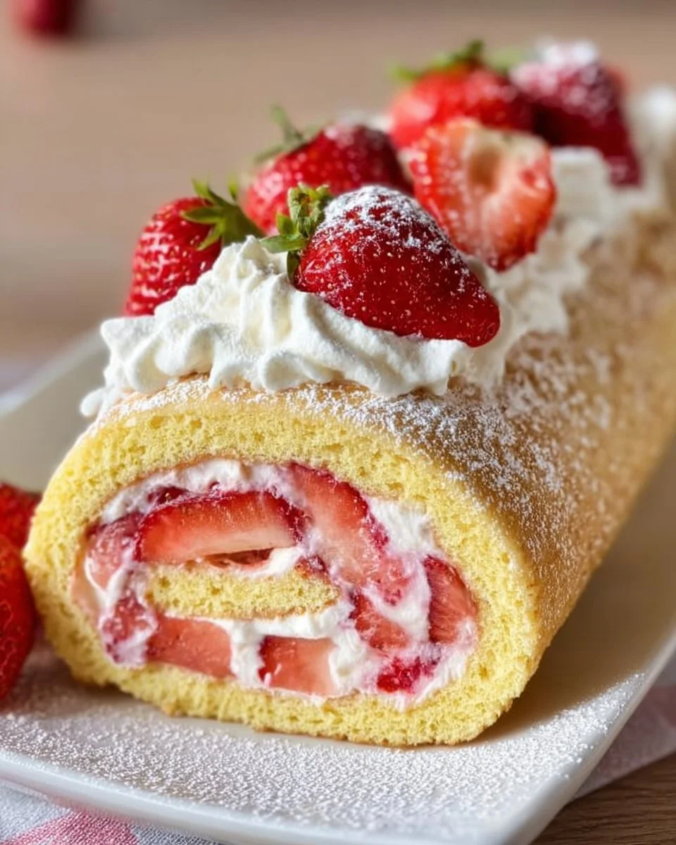 Erdbeer Biskuitrolle