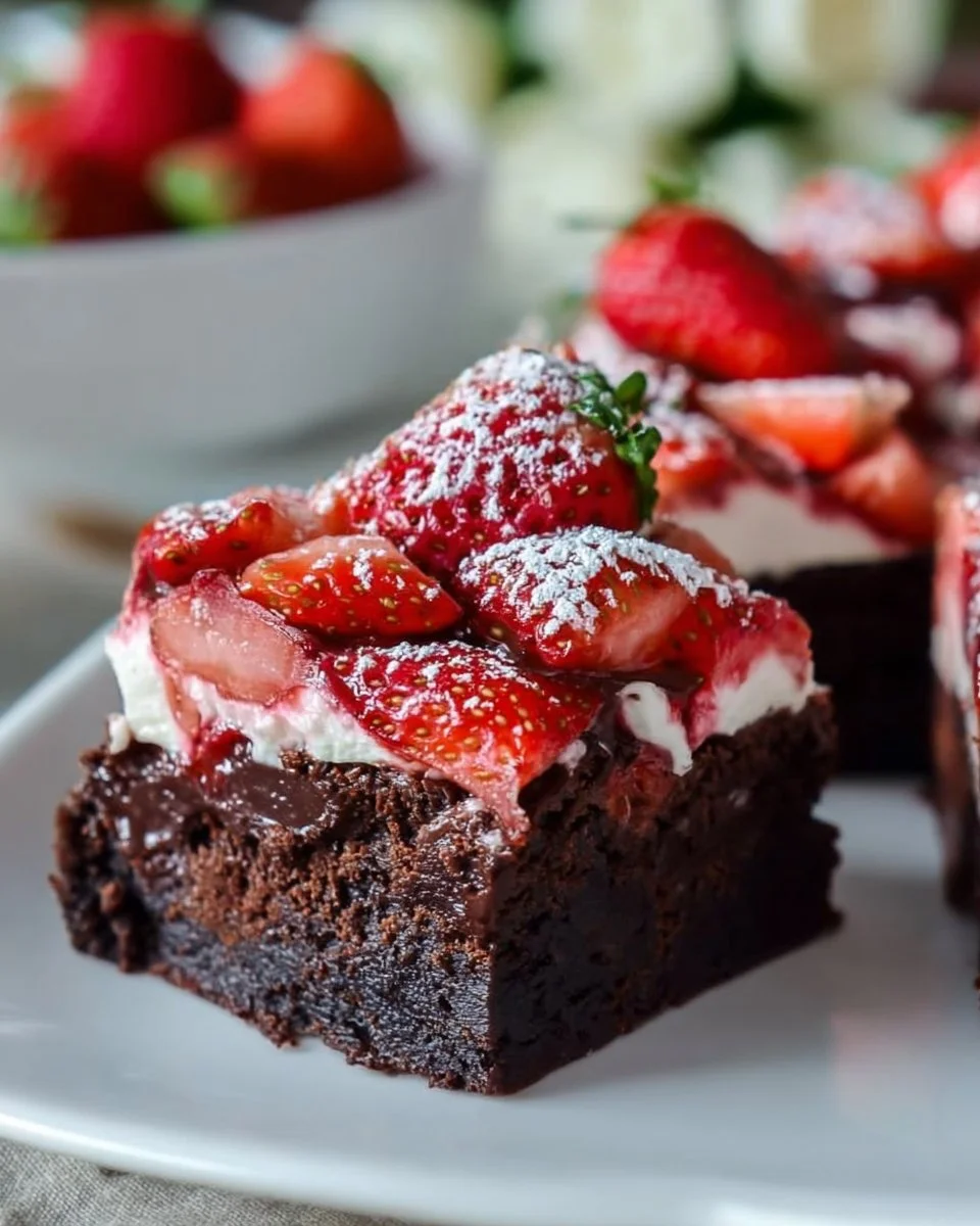 Erdbeer-Brownie-Schnitten