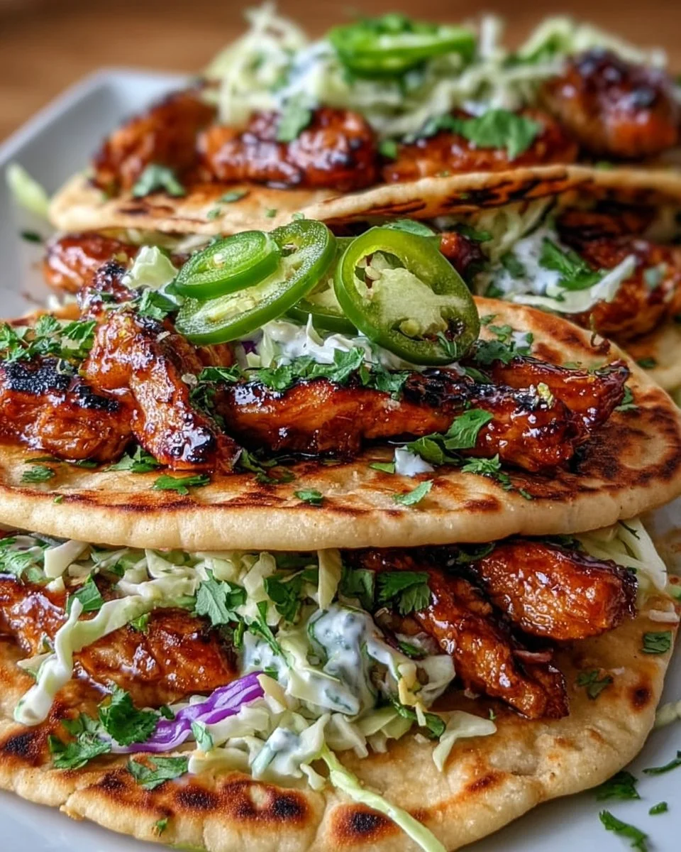 Honig-Knoblauch-Naan-Hähnchen-Tacos