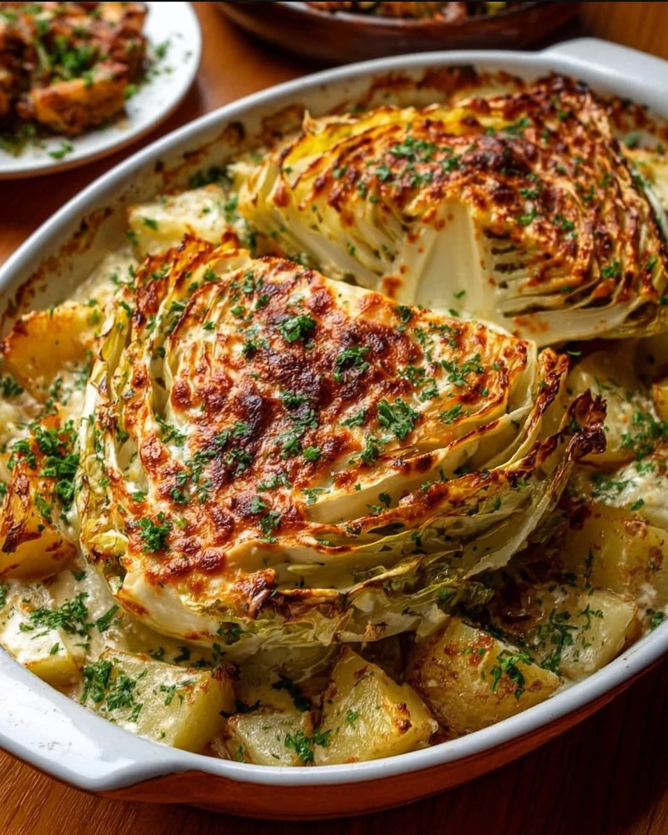 Überbackener Spitzkohl mit Petersilienkartoffeln