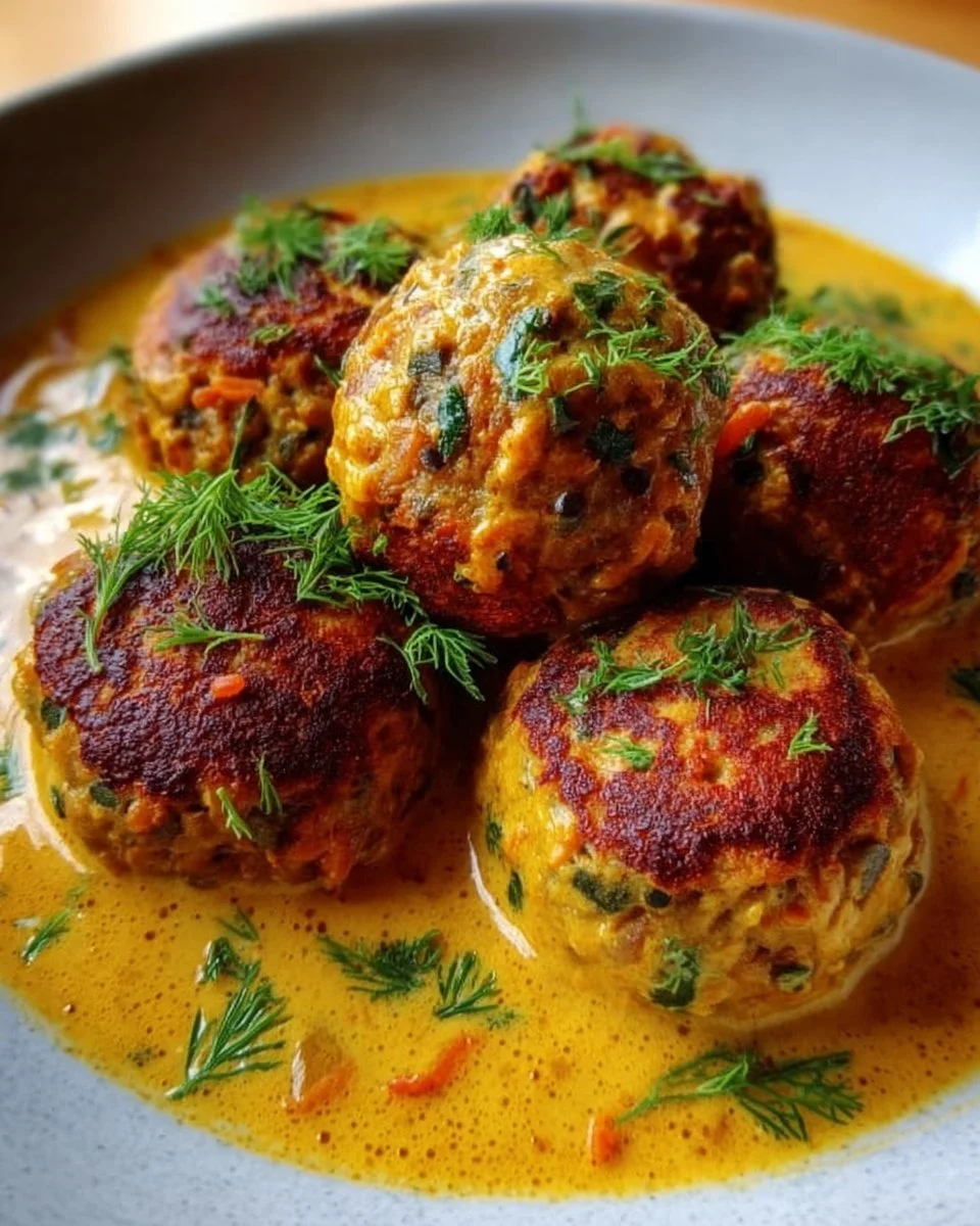 Vegane Linsenknödel in Curry-Sauce