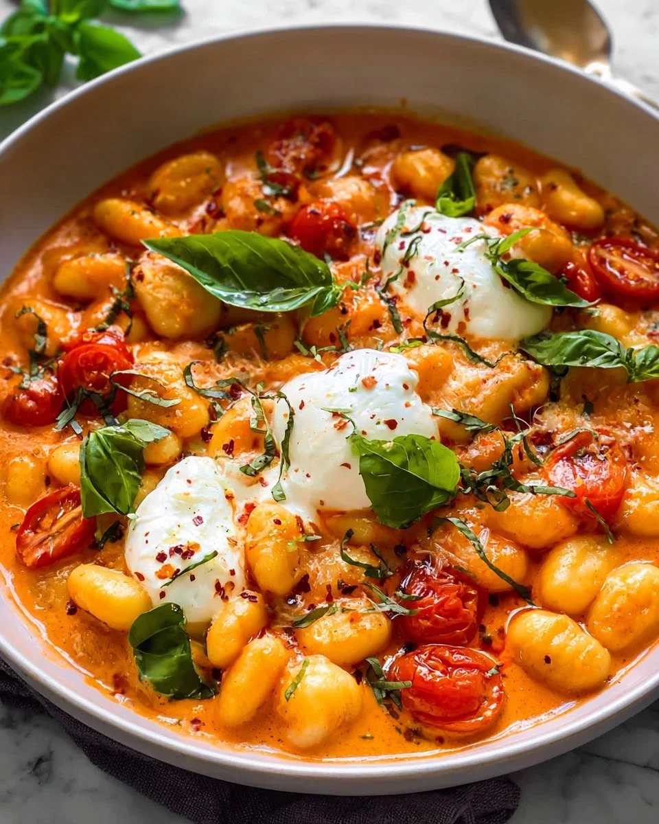 30 Minuten cremige Tomate Gnocchi mit Burrata