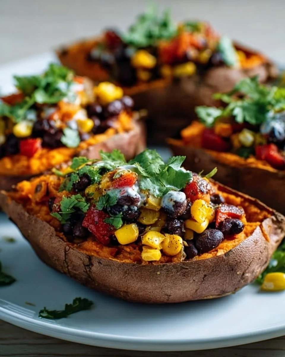 Gefüllte Süßkartoffeln mit Veggie-Füllung