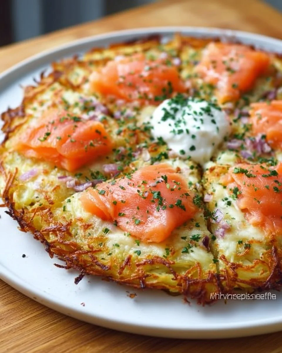 Kartoffel-Pizza mit Lachs