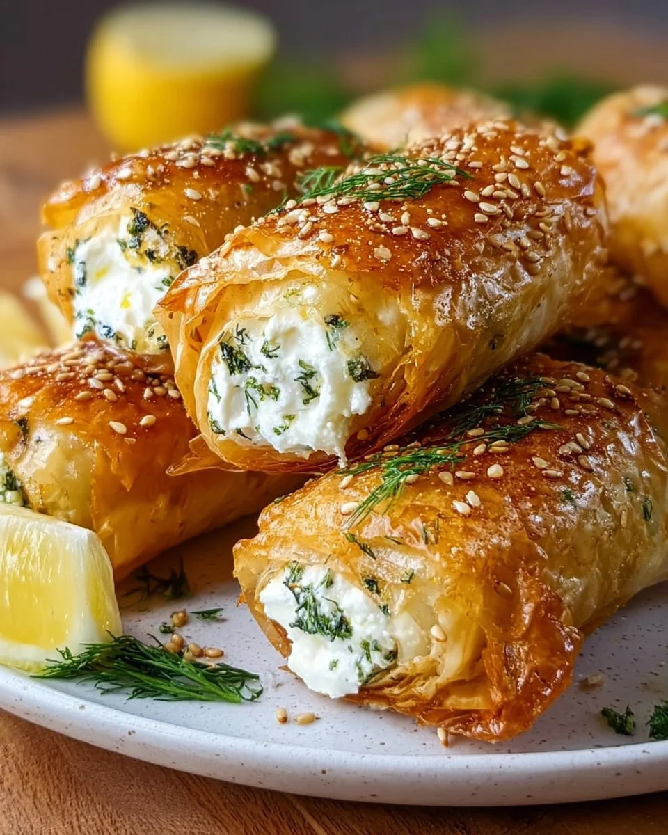 Knusprige Ofen-Feta-Röllchen