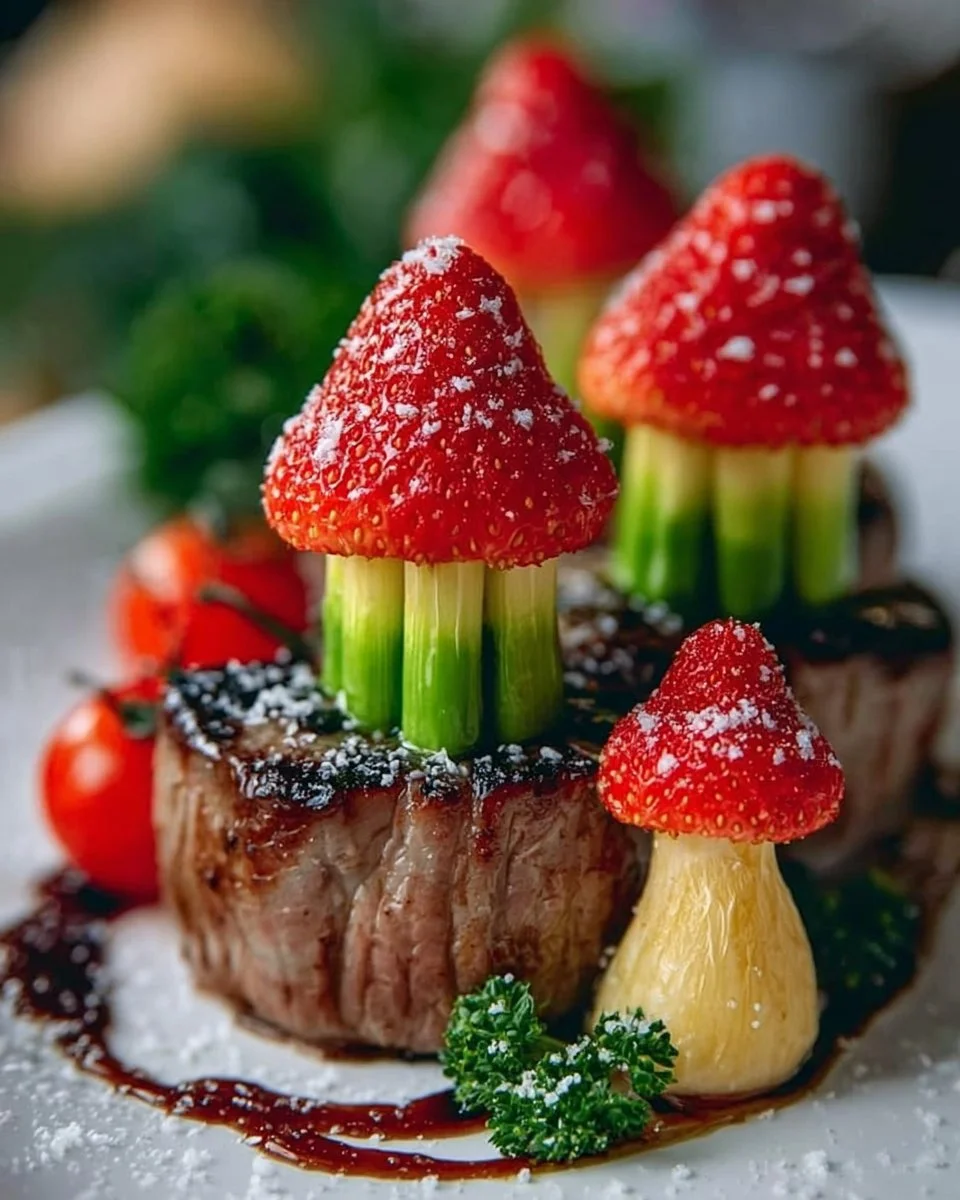 Kreative Lebensmitteldekoration mit kunstvollen Ideen für ansprechende Gerichte.