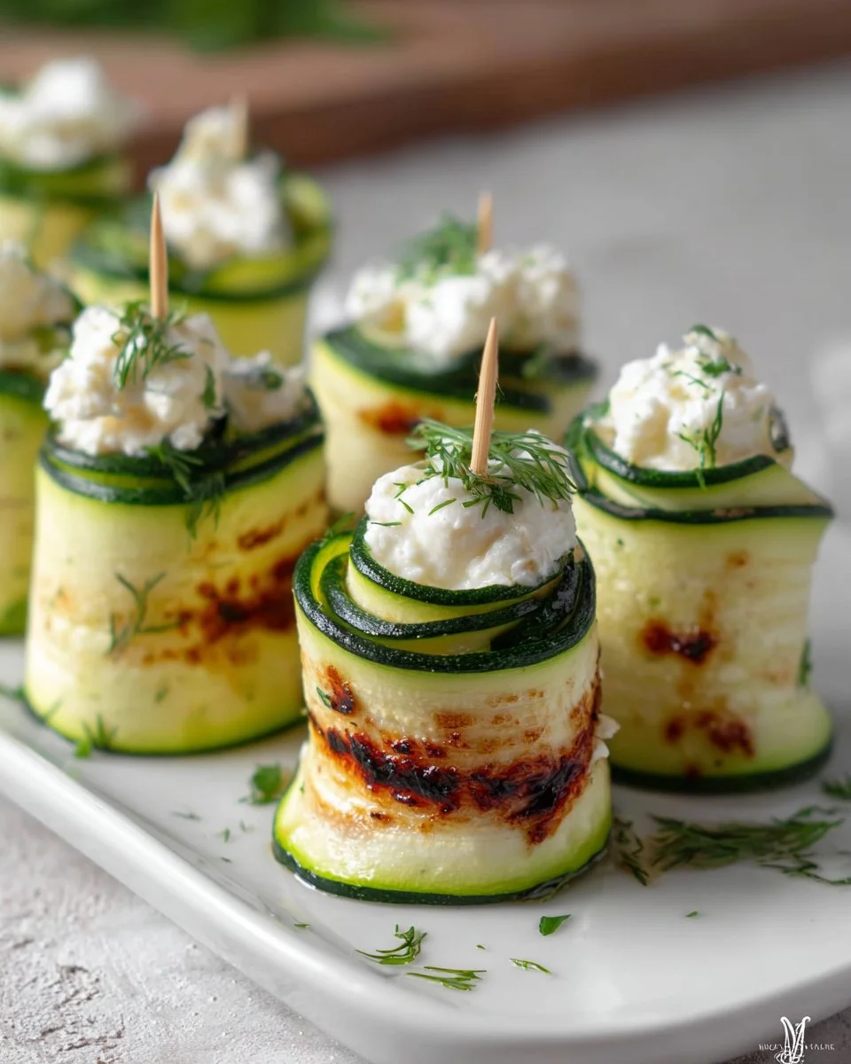 Leichte Zucchini-Röllchen mit Frischkäse