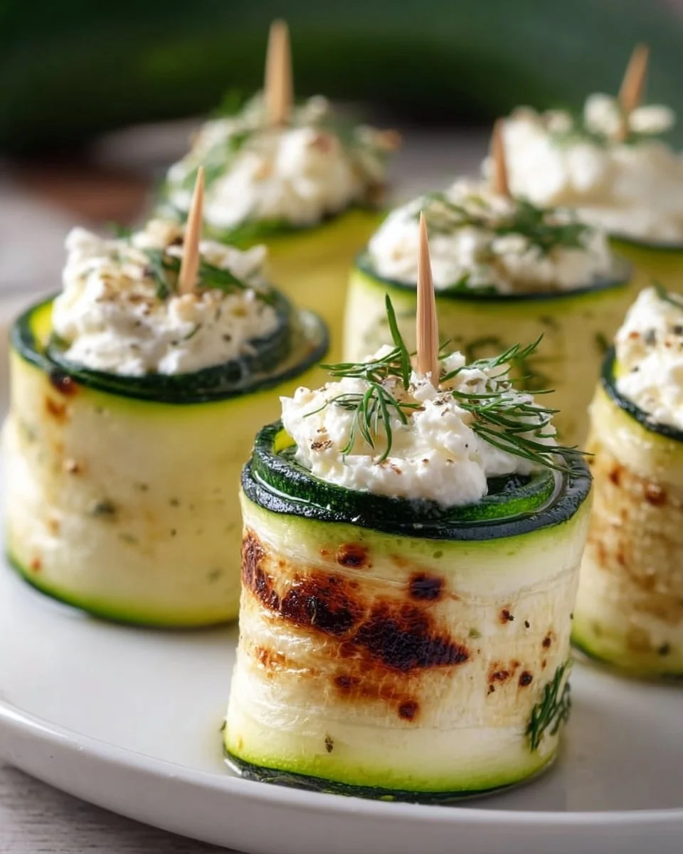 Leichte Zucchini-Röllchen mit Frischkäse
