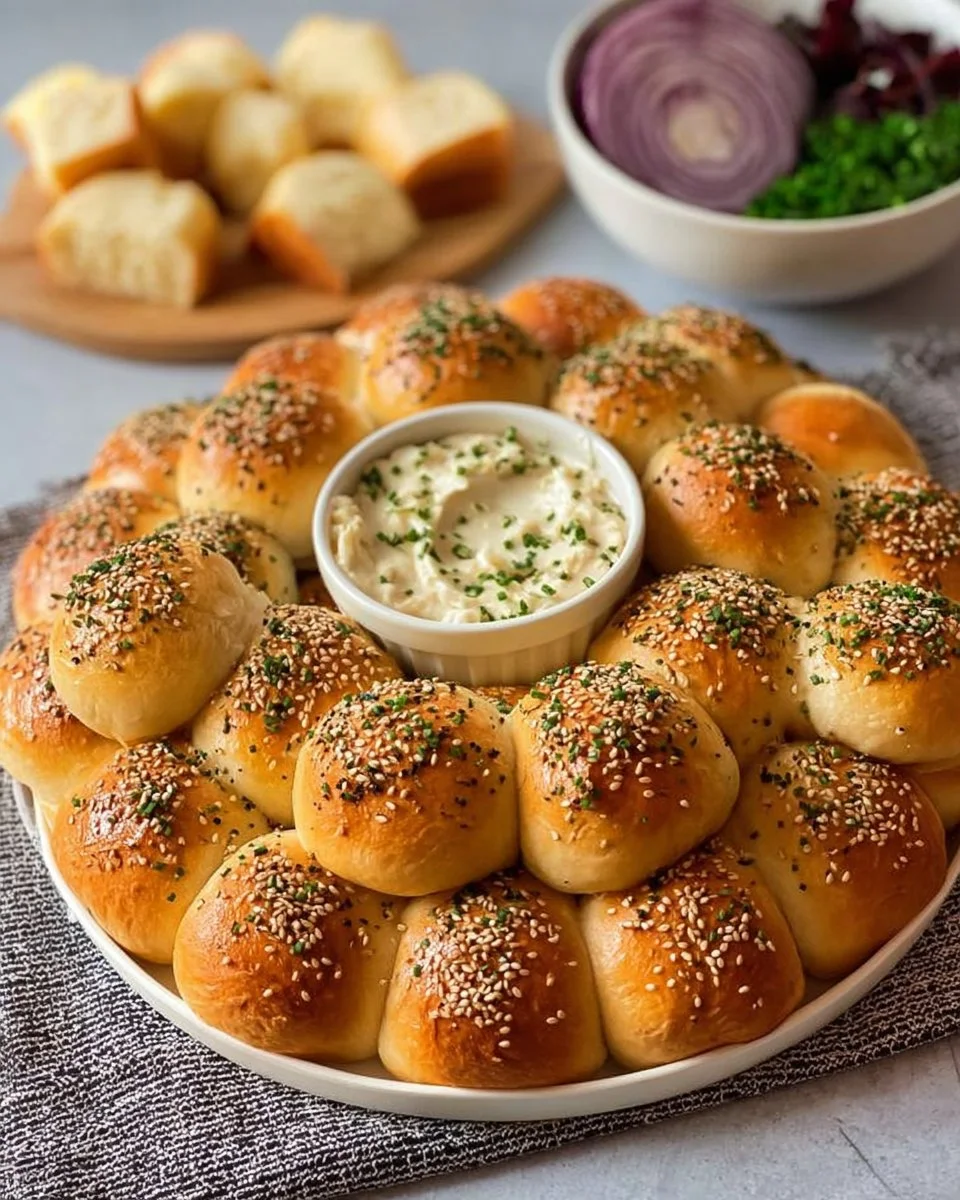 Mini Laugenbrötchen mit Zwiebel-Dip – Ninas Backstübchen