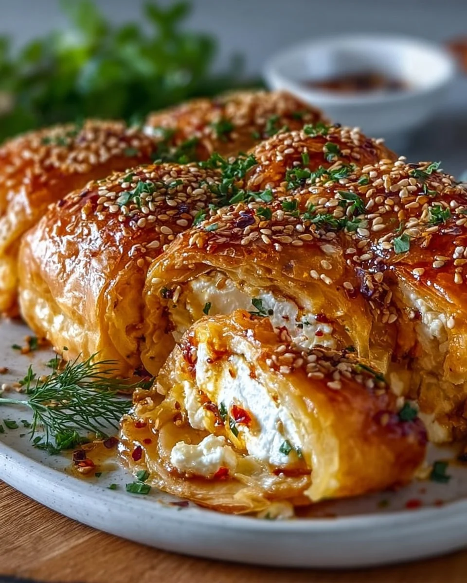 Ofen gebackene Feta Rollen mit Chili Honig – knusprig, cremig, süß-würzig
