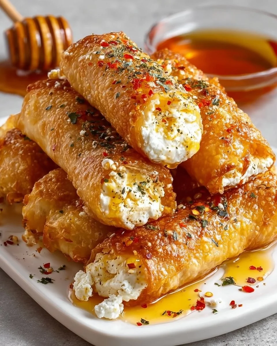 Ofen-gebackene Feta-Rollen mit Chili-Honig Rezept