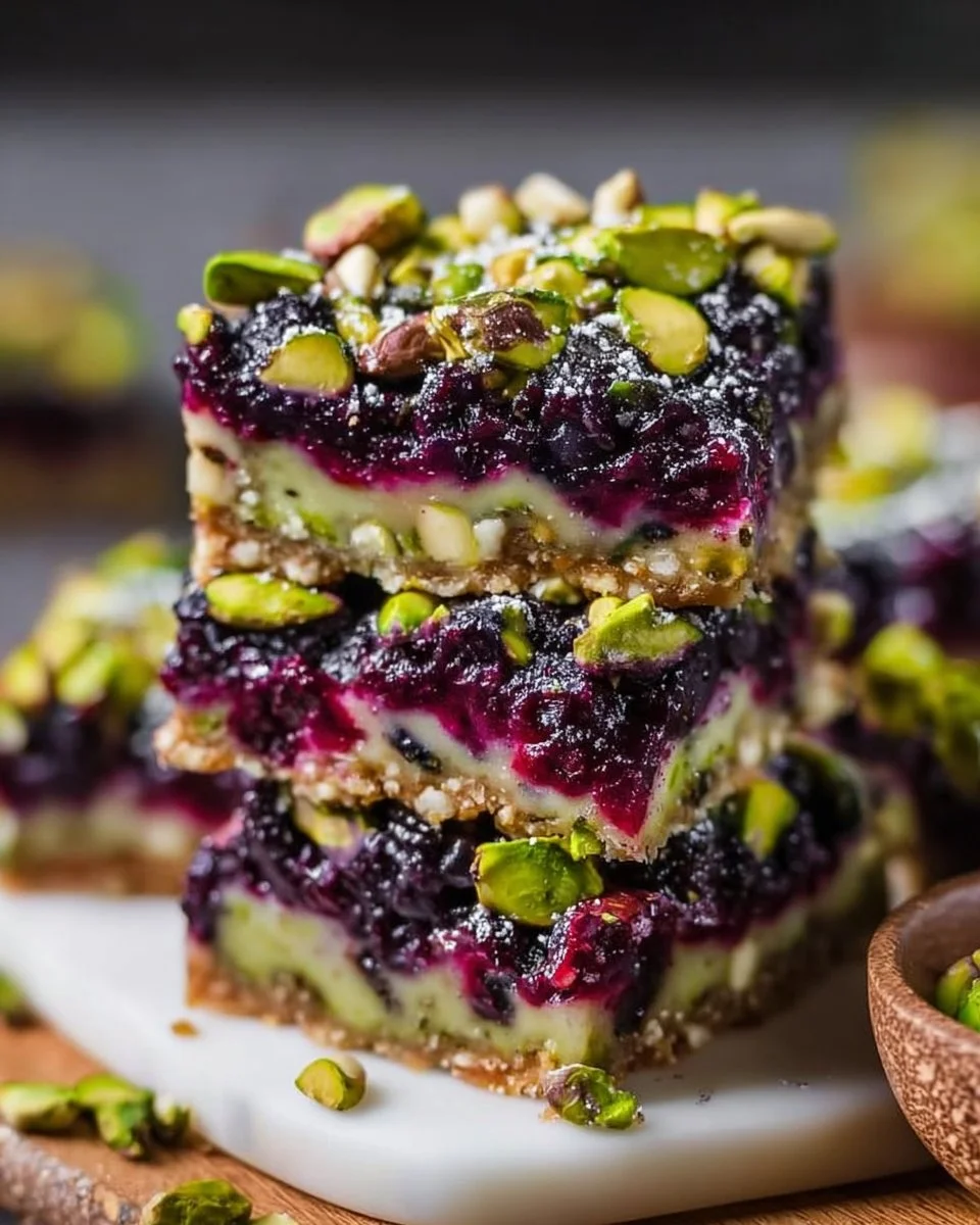 Schwarze Johannisbeer-Pistazien-Traumriegel