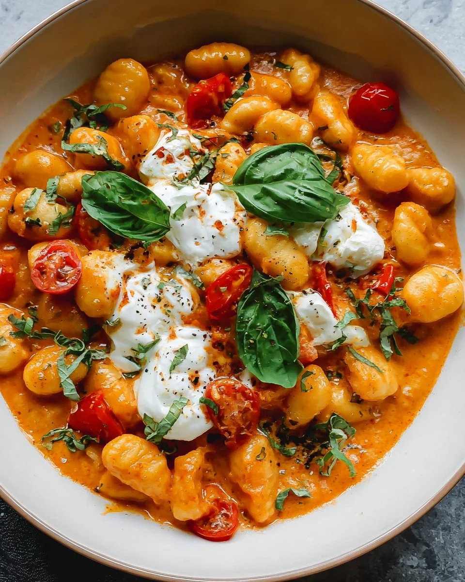 30 Minuten cremige Tomaten-Gnocchi mit Burrata