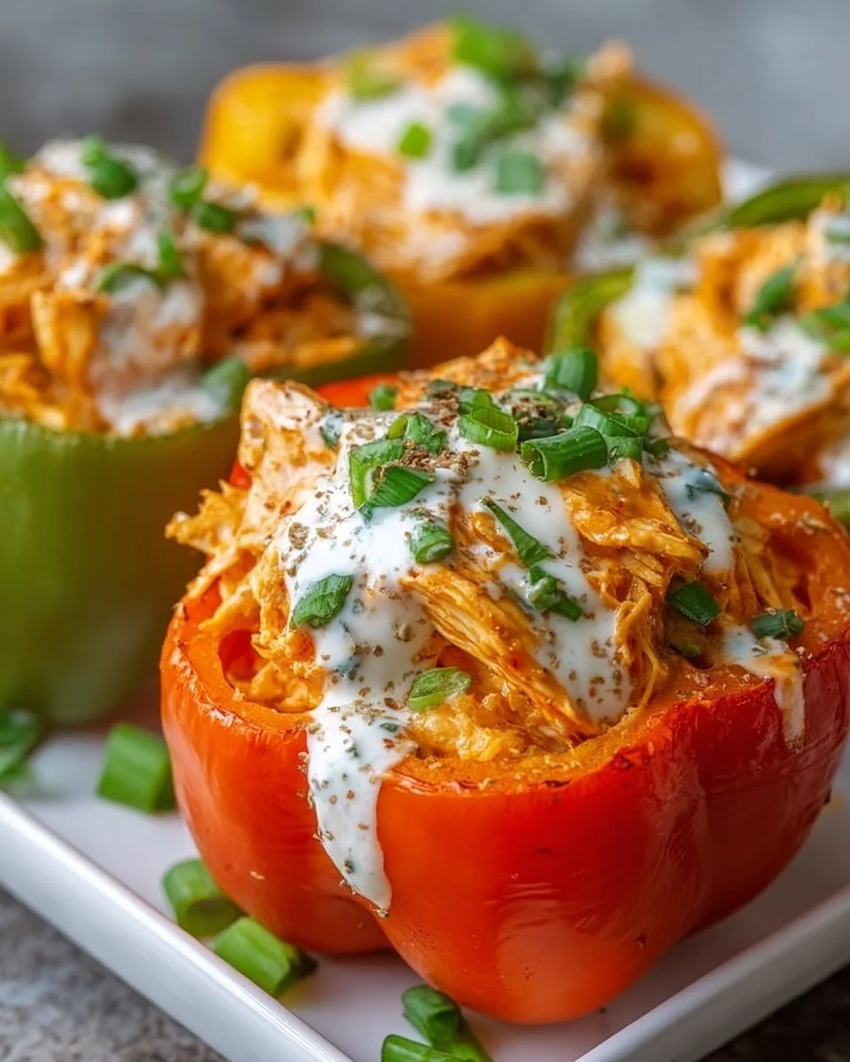 Buffalo-Hühnchen gefüllte Paprika