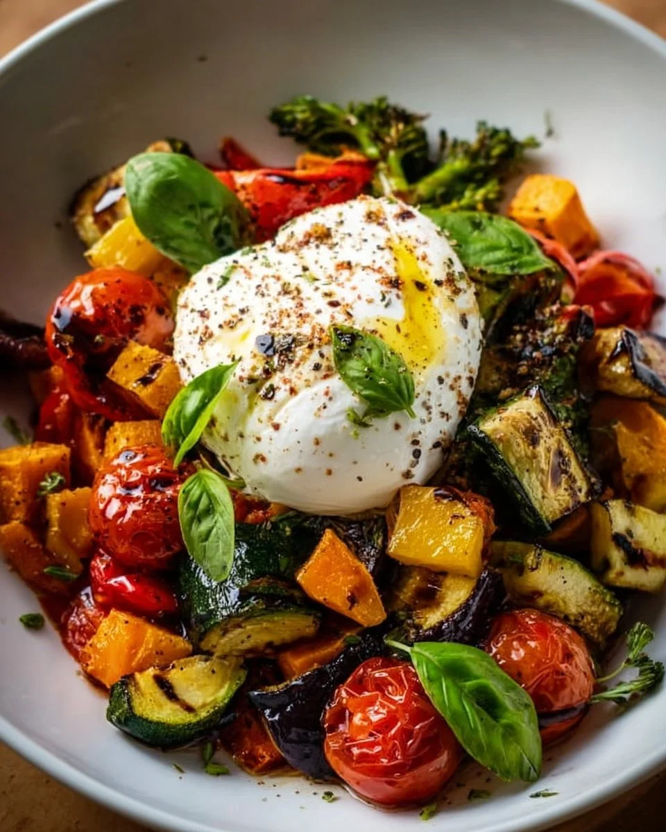 Cremige Burrata Bowl: Geröstetes Gemüse für Genießer