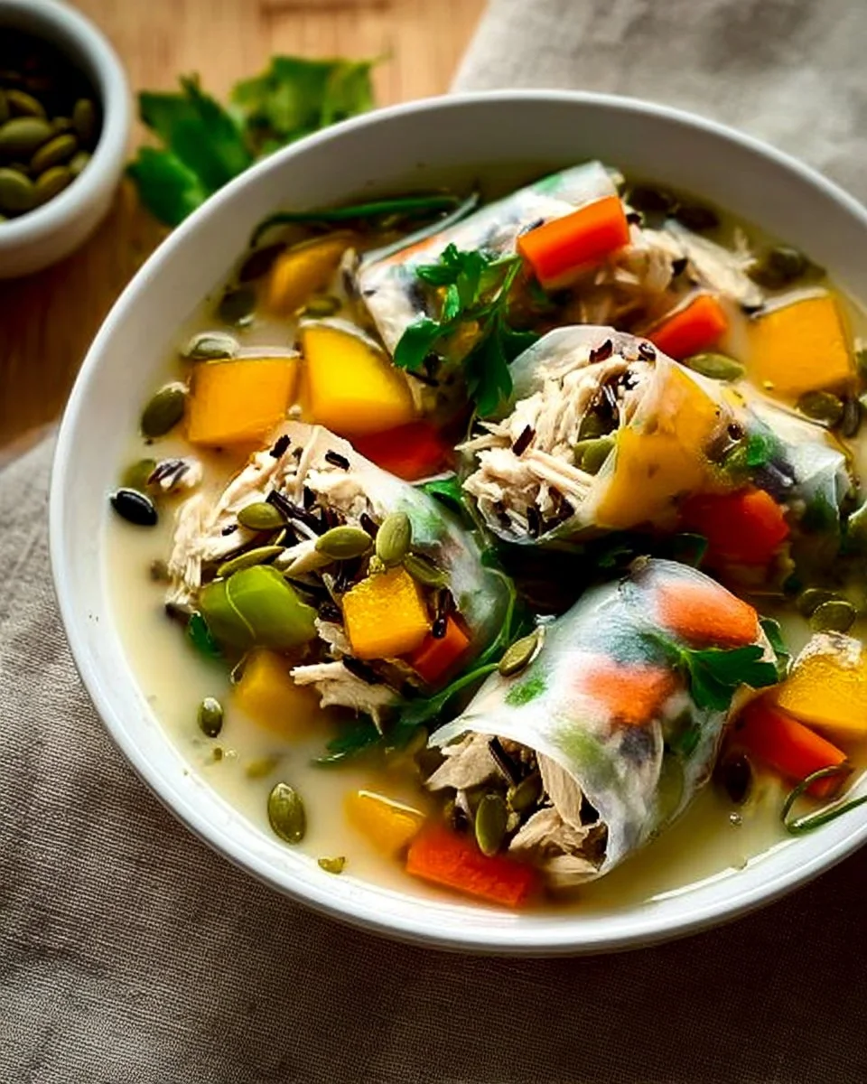 Cremige Hühnersuppe mit Wildreis