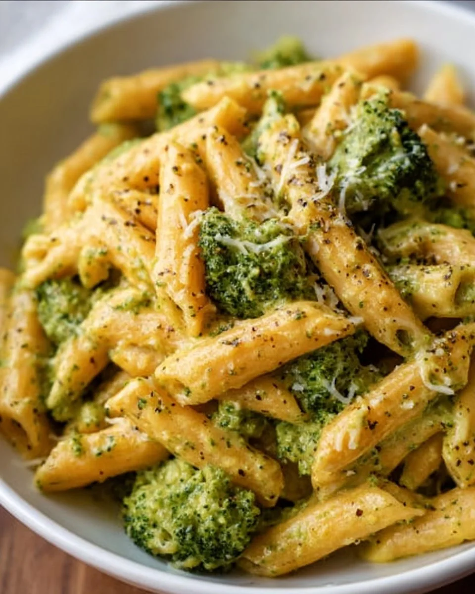 Leckere Brokkoli-Pasta auf einem Teller serviert