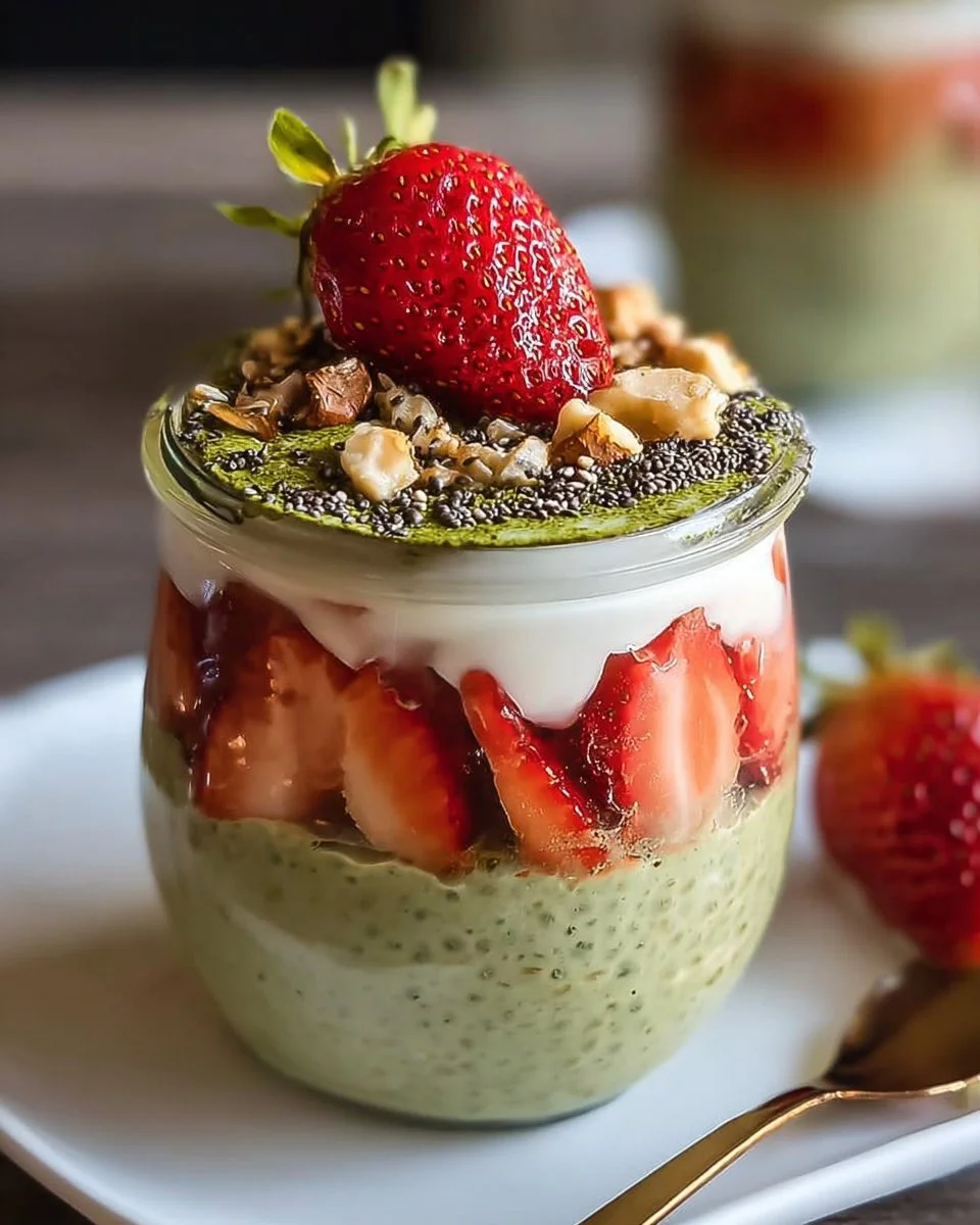 Erdbeer-Matcha Overnight Oats