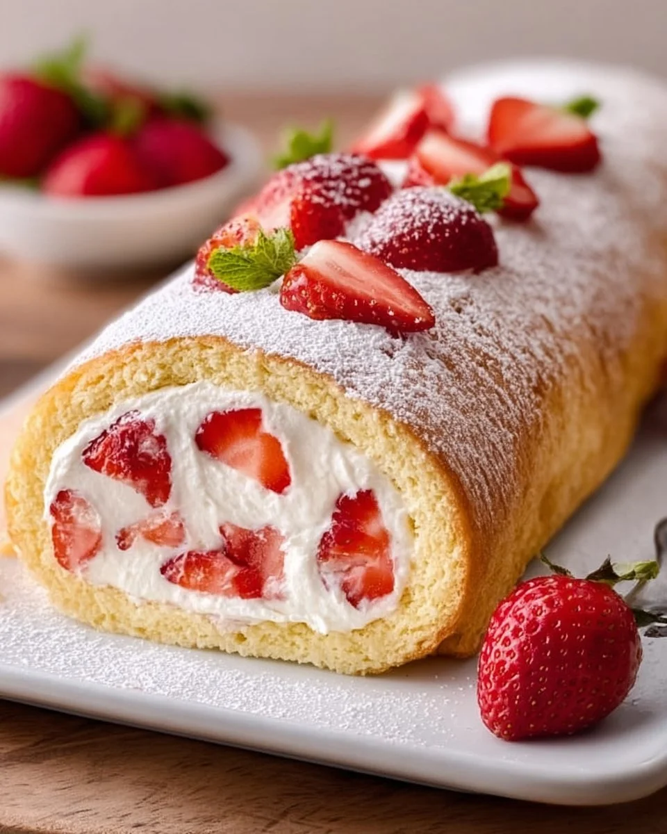 Erdbeer-Sahne-Rolle einfach &amp; luftig