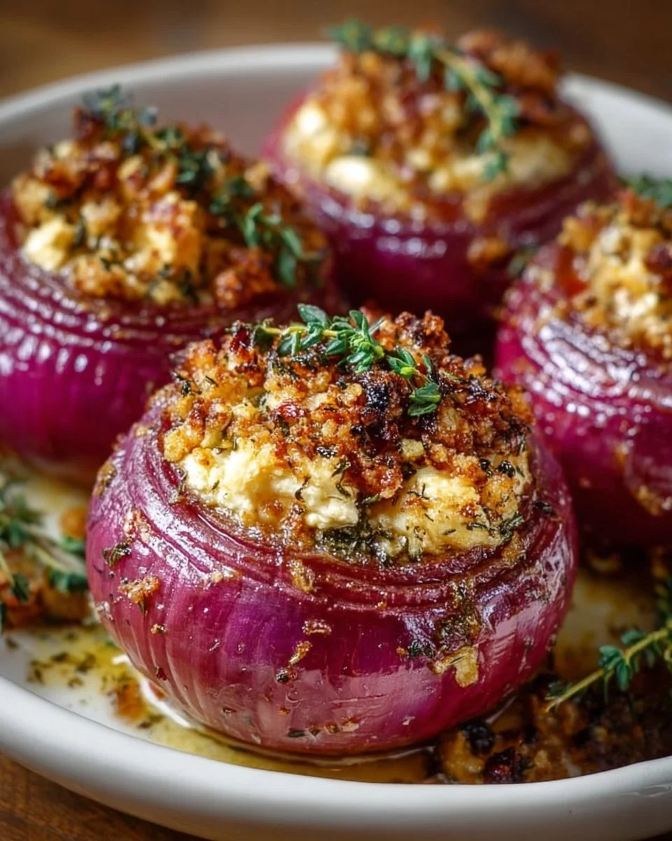 Gefüllte rote Zwiebeln