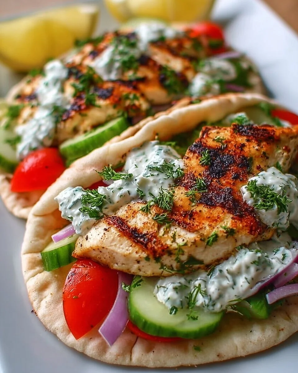 Griechisches Hähnchen im Fladenbrot