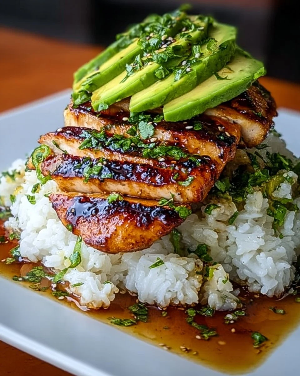 Honig-Limetten-Hühnchen mit Avocado-Reis