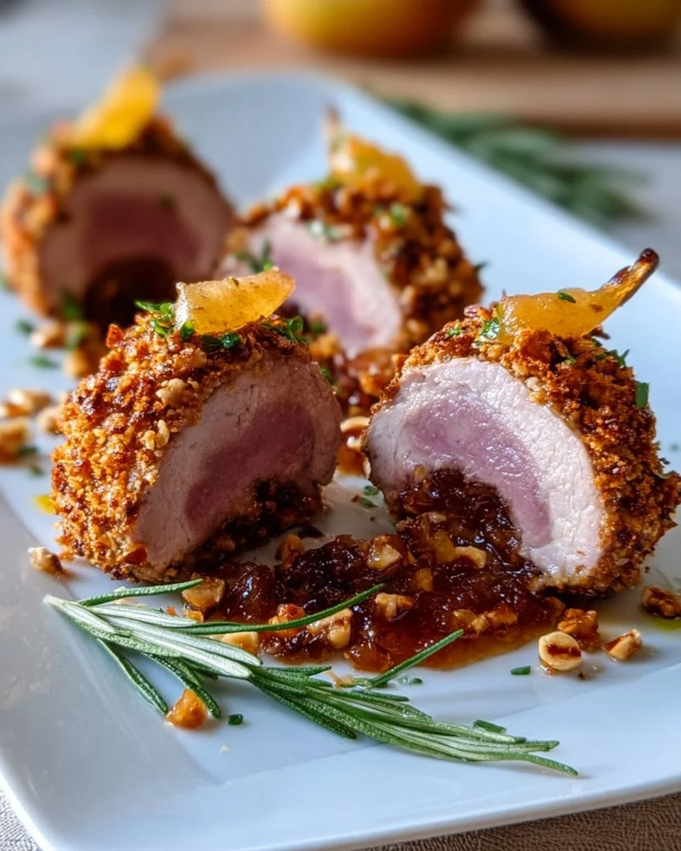 Kaninchenfilets im Haselnussmantel mit Birnen-Chutney