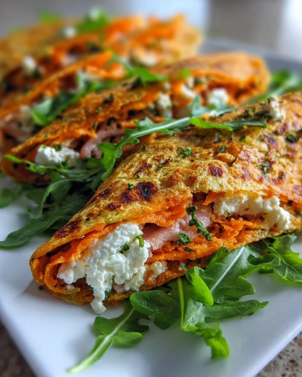 Gesunde Karotten-Wraps mit frischem Gemüse und Dip