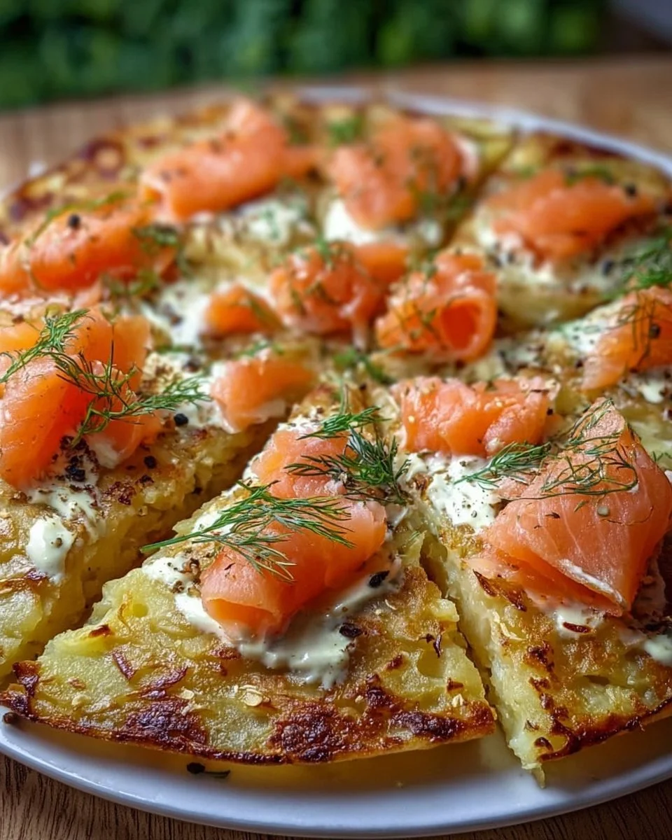 Kartoffelpizza mit geräuchertem Lachs einfach genießen