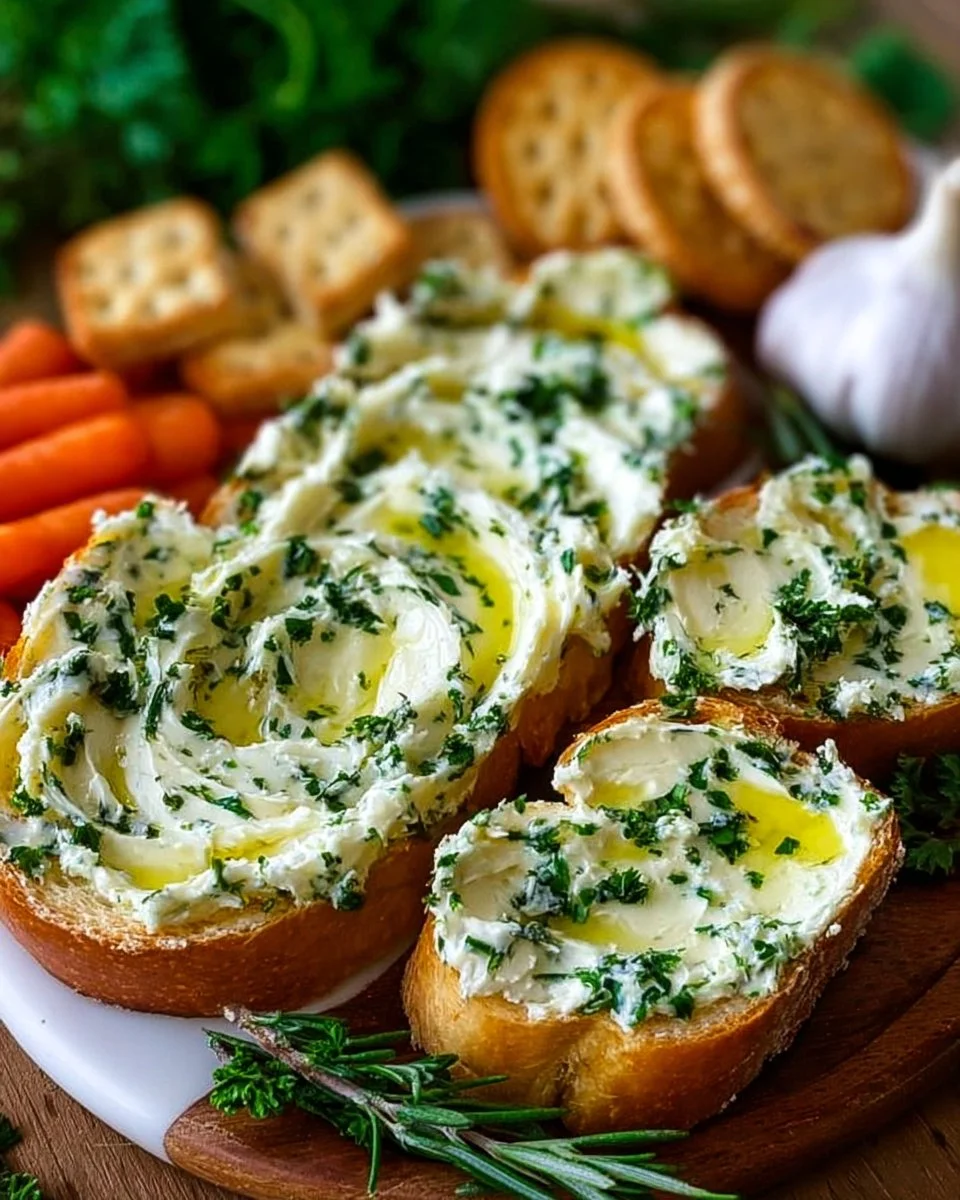 Knoblauch Kräuter Butterbrett mit frischen Kräutern und aromatischem Knoblauch