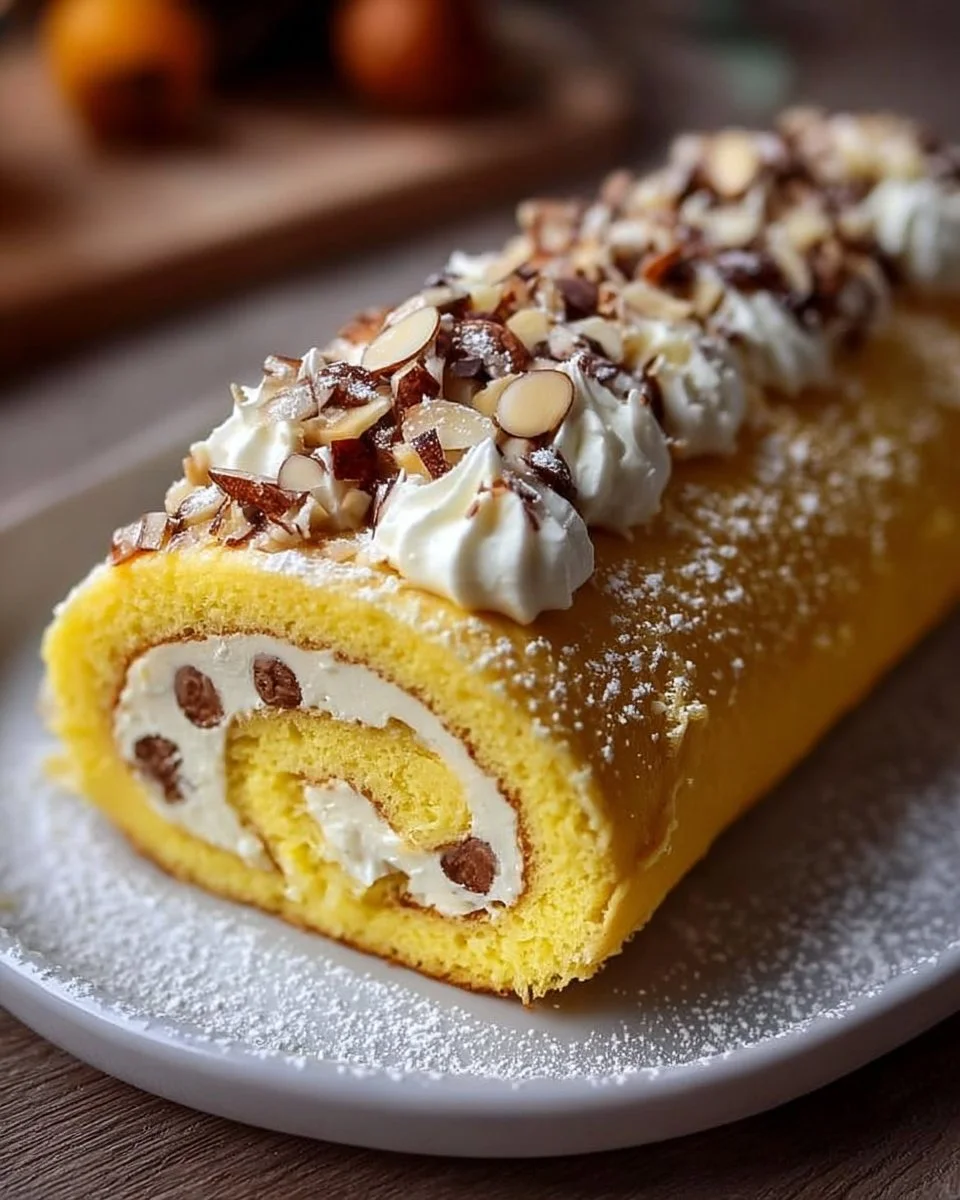 Kokos-Mandel-Swiss-Roll-Kuchen