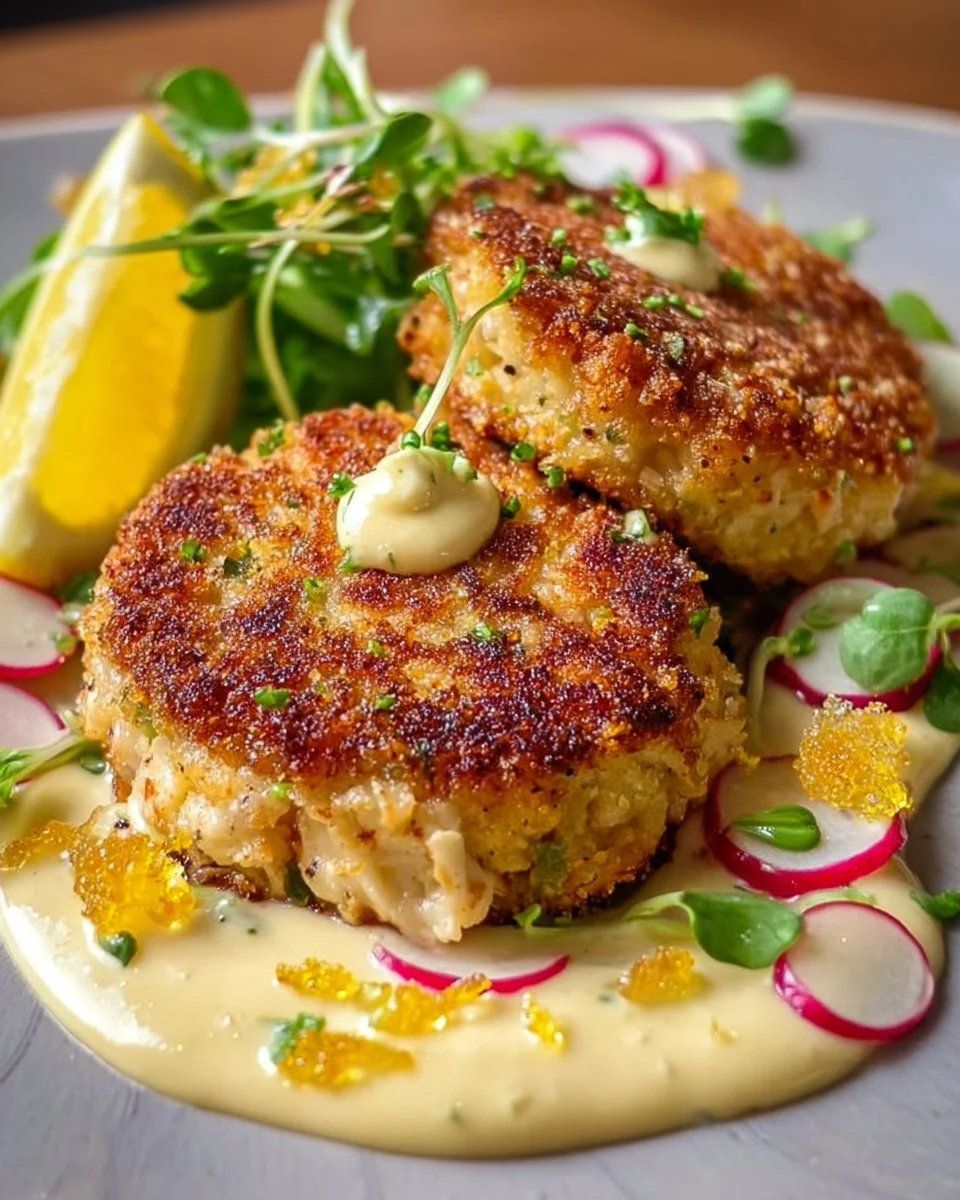 Krabbenkuchen mit Zitronen-Aioli