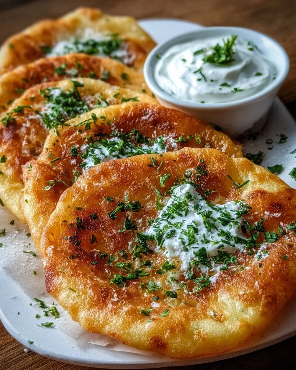 Lángos mit Knoblauchcreme