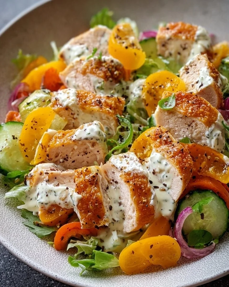 Ein köstlicher Geflügelsalat mit frischen Zutaten und leckerem Dressing