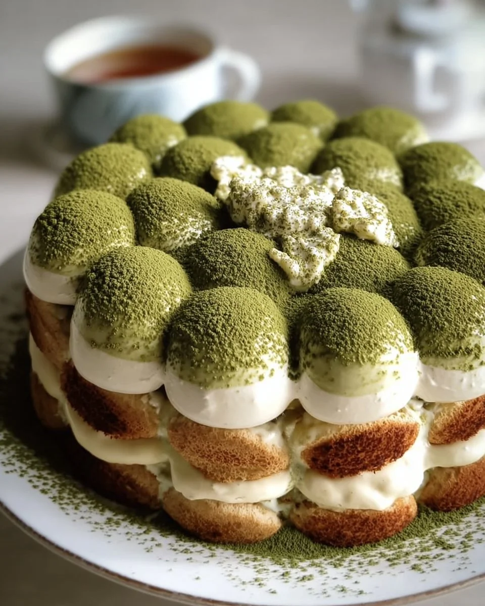 Matcha-Grüntee-Pulver-Tiramisu