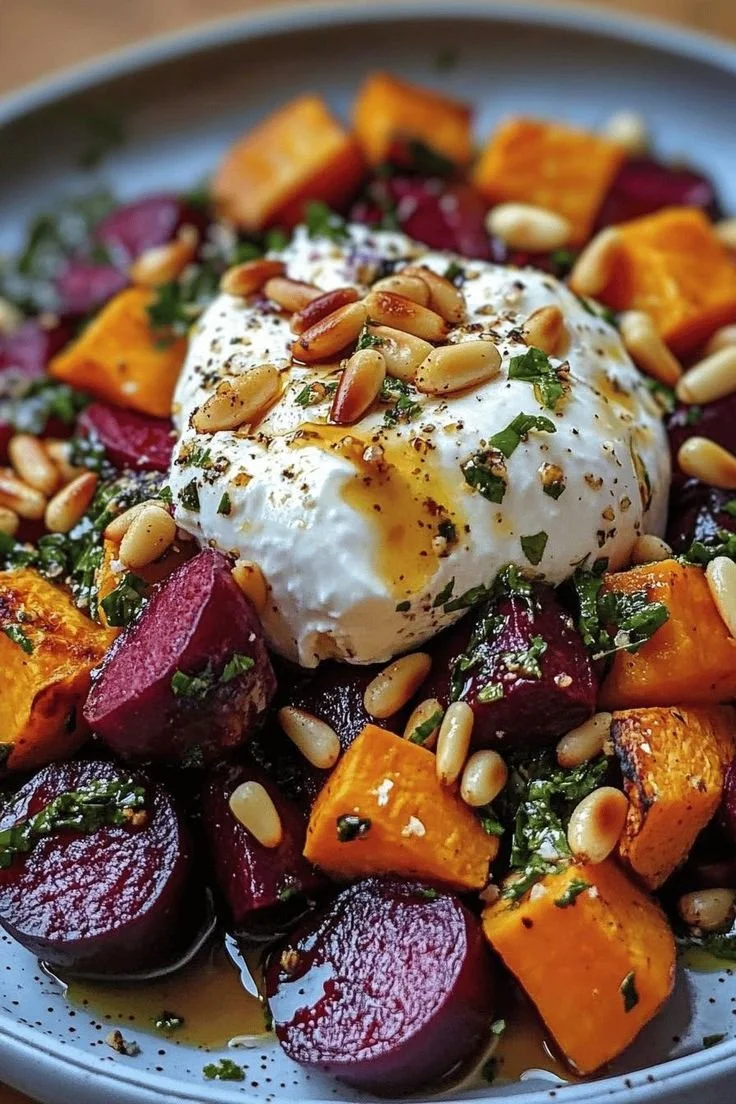 Rote-Bete-Süßkartoffel-Salat mit Burrata