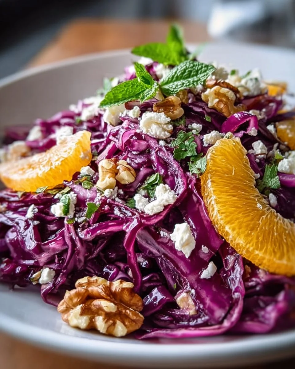 Rotkohlsalat mit Orangen, Feta und Walnüssen – frisch genießen!