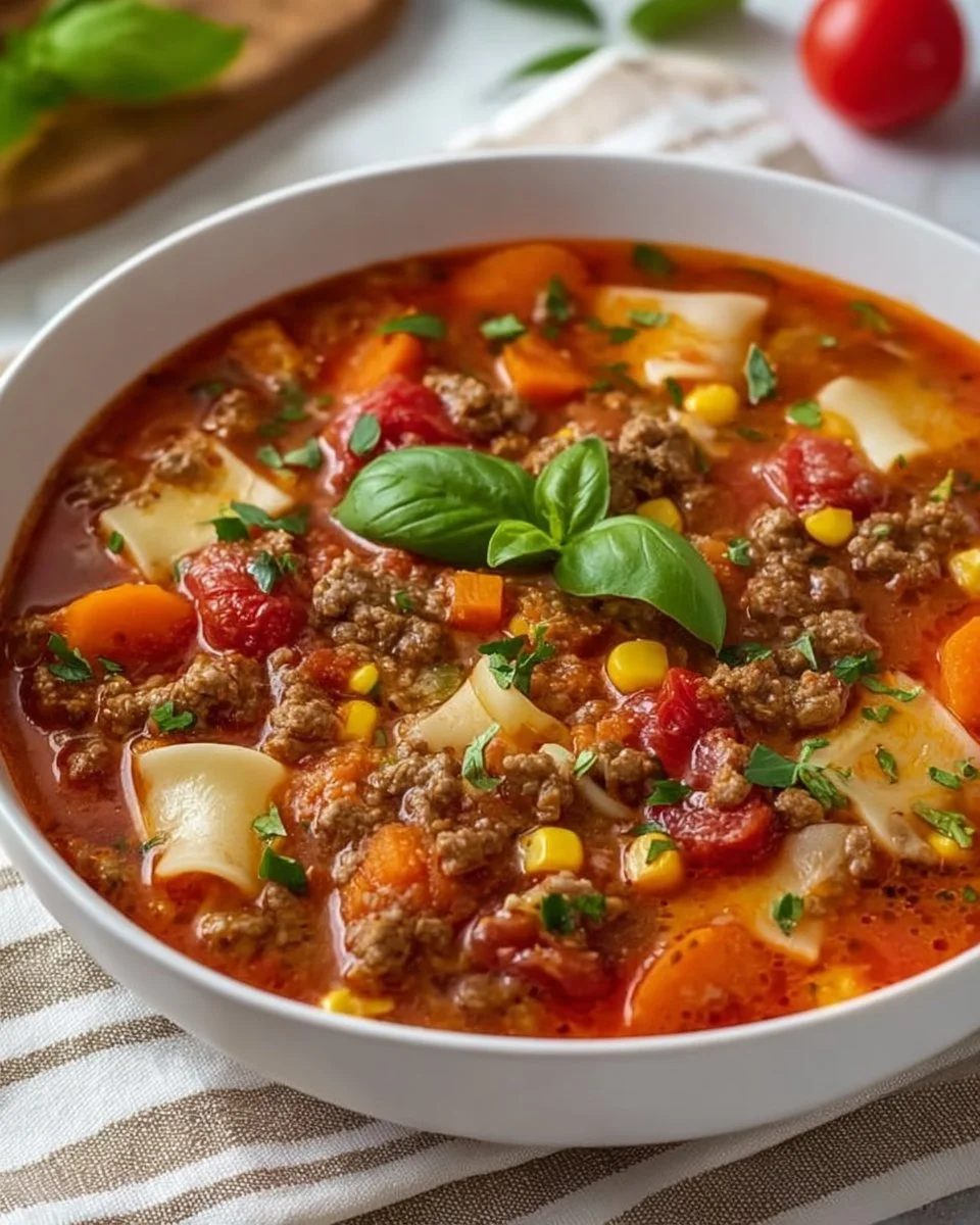 Schnelle, würzige Partysuppe mit Hackfleisch