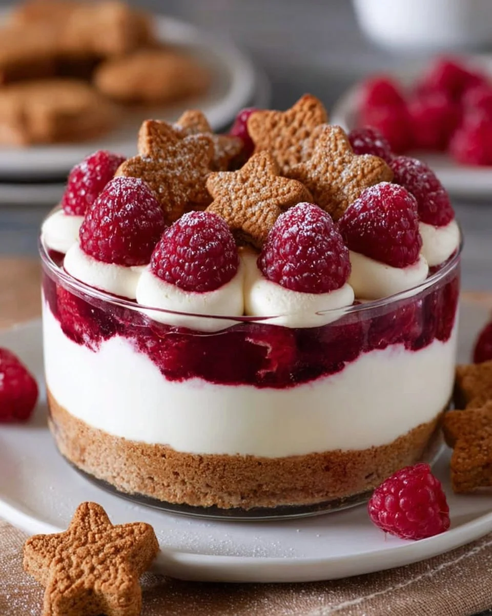 Spekulatius Dessert mit Himbeeren