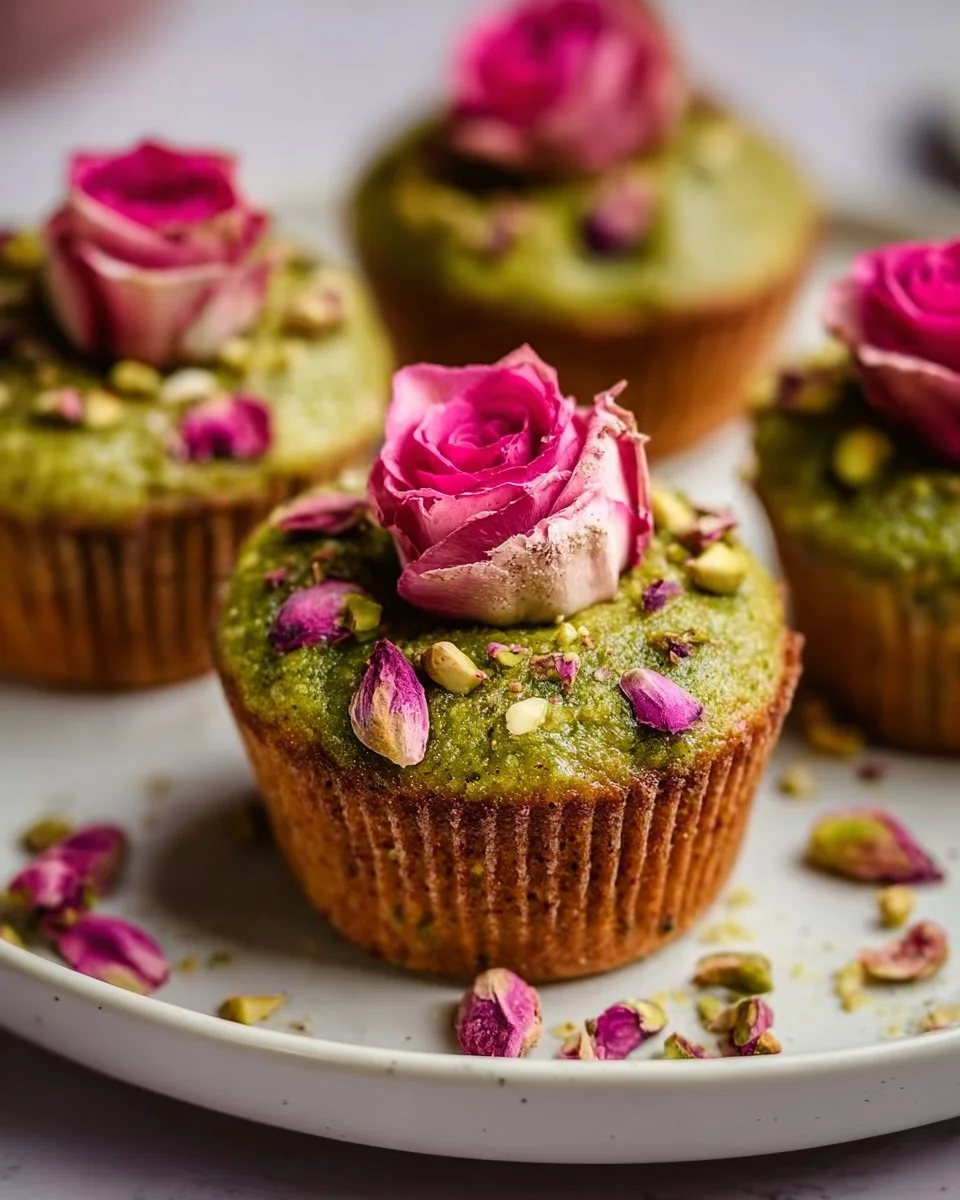 Vegane Mini Rosen-Pistazien-Muffins