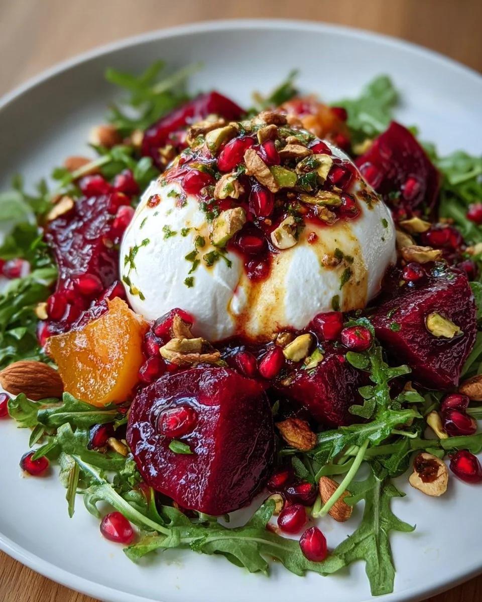 Burrata und Rote-Bete-Salat mit Granatapfel-Glasur