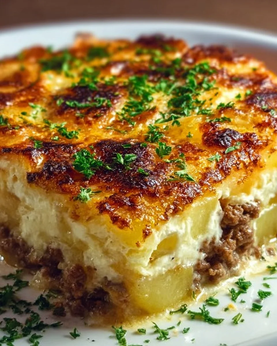 Cremiger Hackfleisch- und Kartoffelauflauf