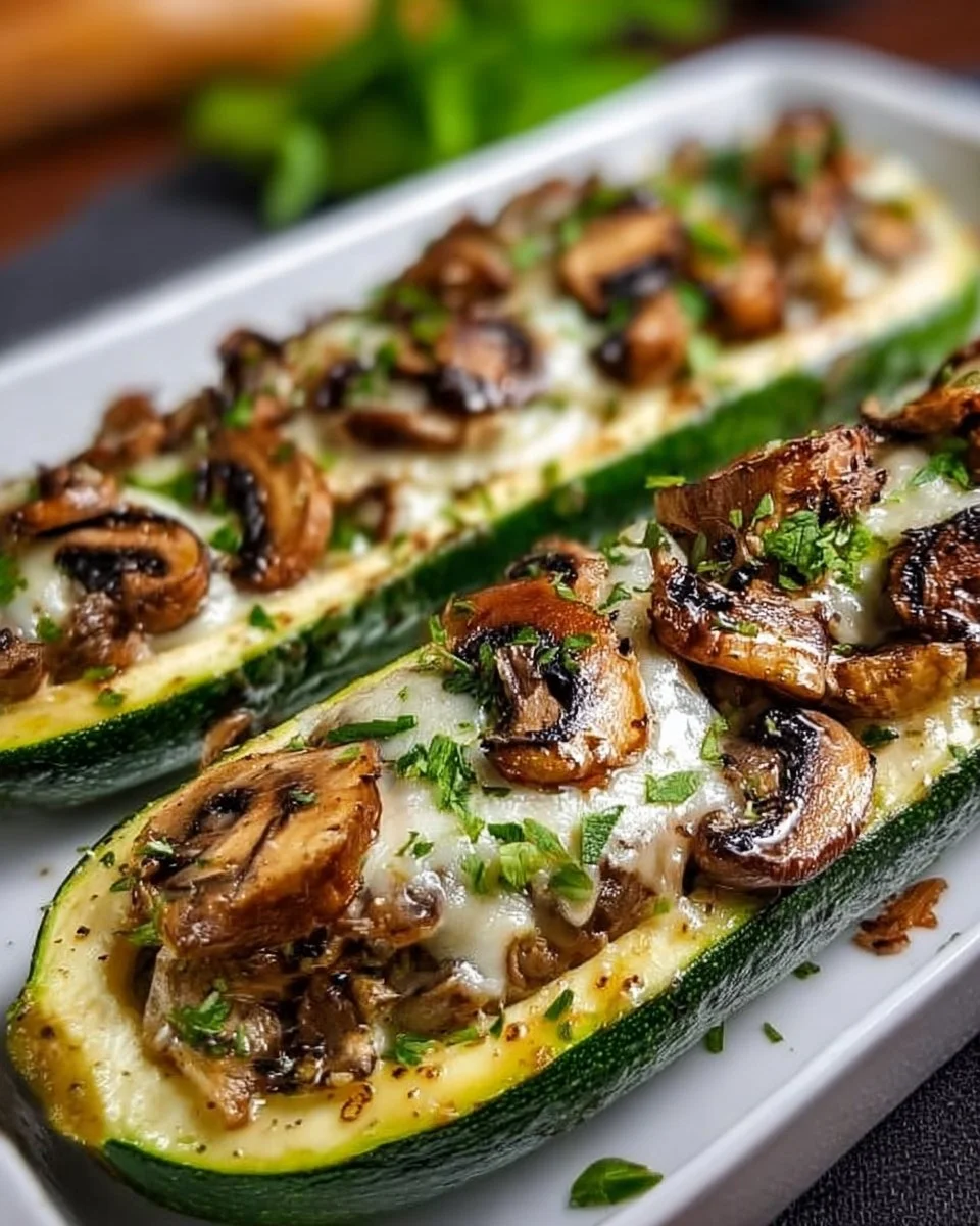 Gefüllte Zucchini mit Champignons
