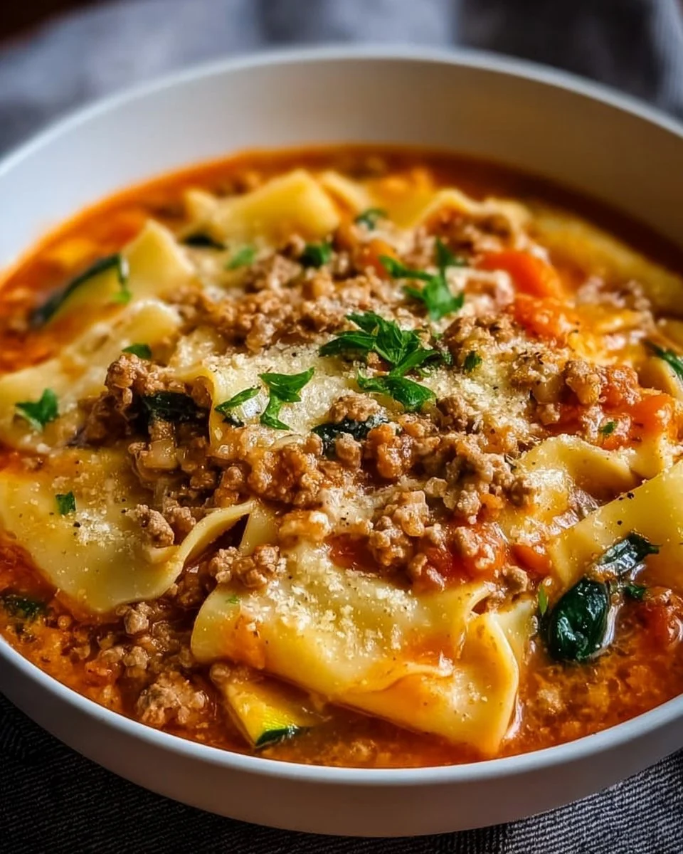 Hohe Protein Lasagnesuppe