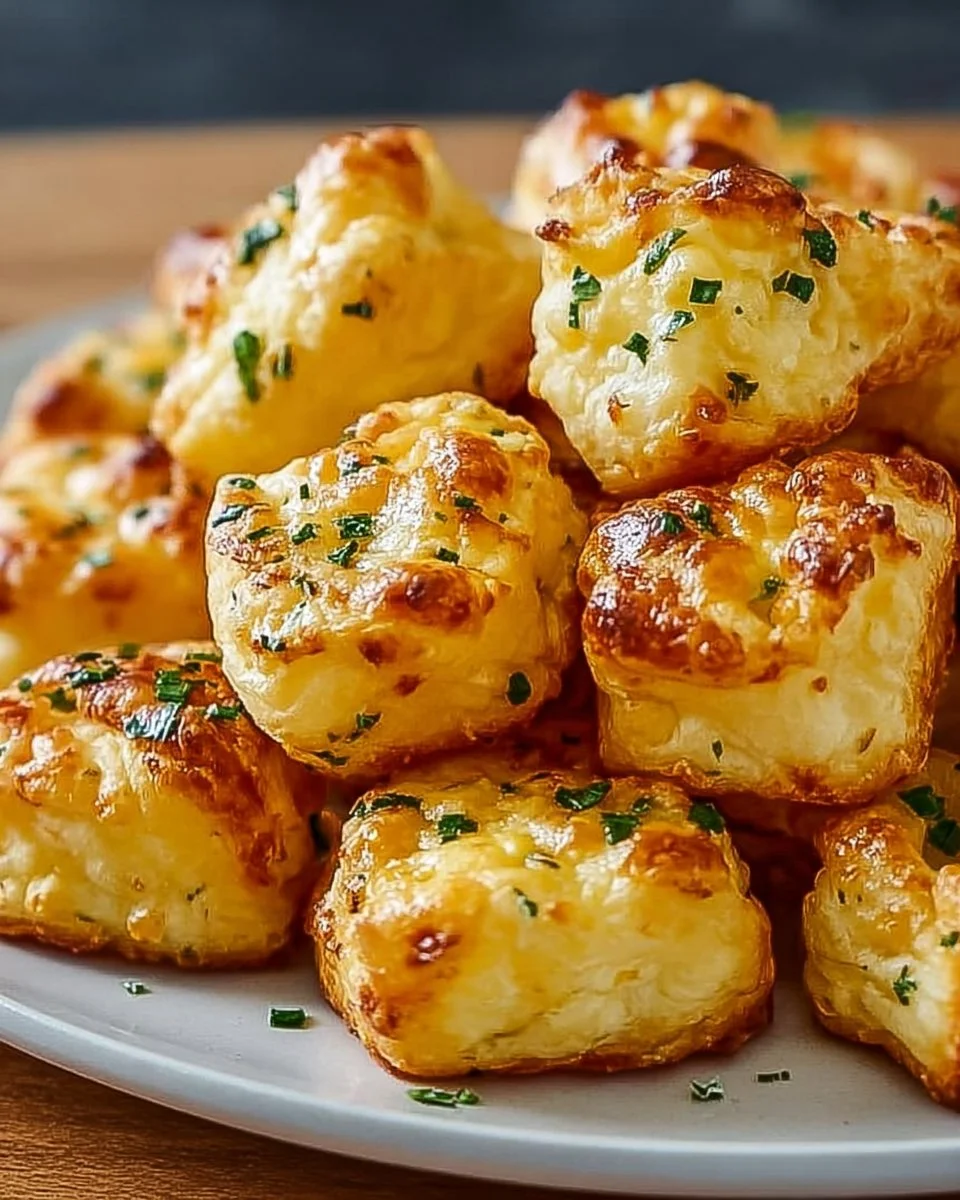 Leckere Käse-Puffs, frisch gebacken und goldbraun, auf einem Teller serviert.