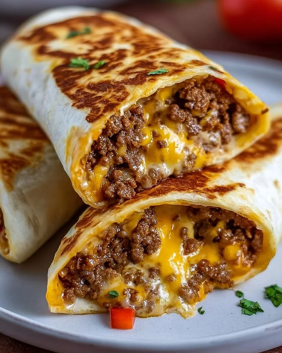 Knusprige Wraps mit Hackfleisch und Käse