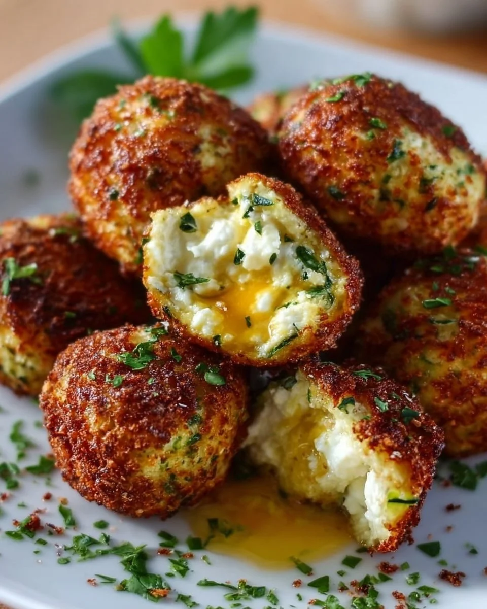 Knusprige Zucchini-Feta-Bällchen aus dem Ofen