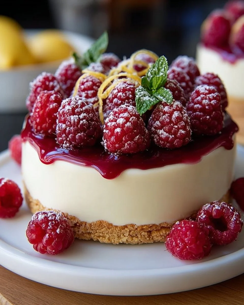 No-Bake Zitronen-Himbeer-Käsekuchen