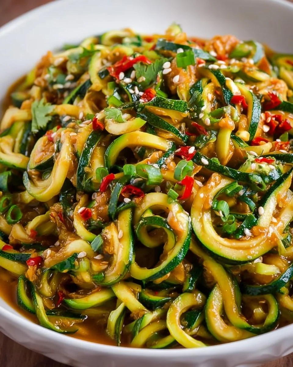 Würzige Knoblauch-Chinesische Zucchini-Nudeln